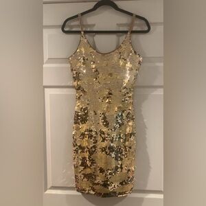 A.J. Bari Gold Sequin Cocktail Dress Size 4 Formal Party